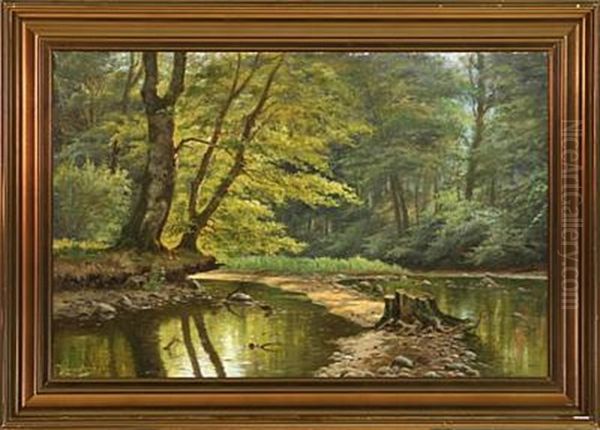 Spring Forest Oil Painting by August Jacobsen