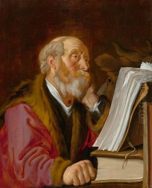 Heiliger Lukas, Der Evangelist, Mit Dem Stier Beim Lesen Oil Painting by Lambert Jacobsz