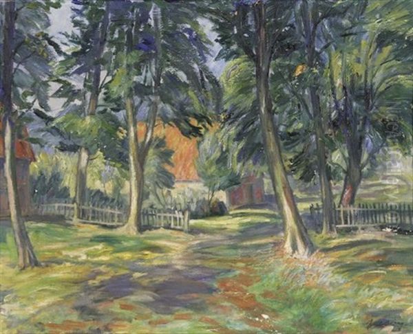 Sommerlandschaft Mit Bauernhaus Oil Painting by Hans Jacoby