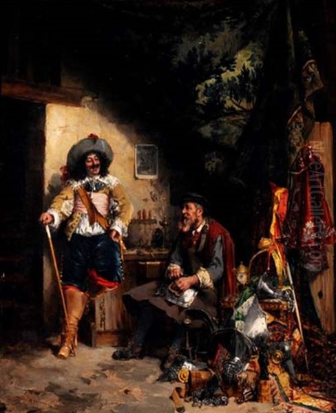 Musketier Beim Schmied Oil Painting by (Alfred Louis Vigny) Jacomin