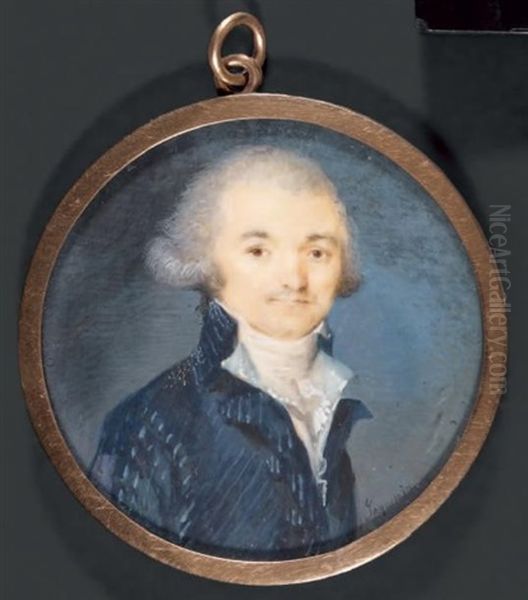 Portrait Du Jeune Robespierre, En Buste De Trois-quarts Vers La Droite Oil Painting by Francois Jacquemin