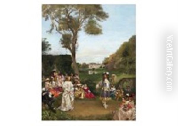 Garden Party Oil Painting by Jacquet Gustave