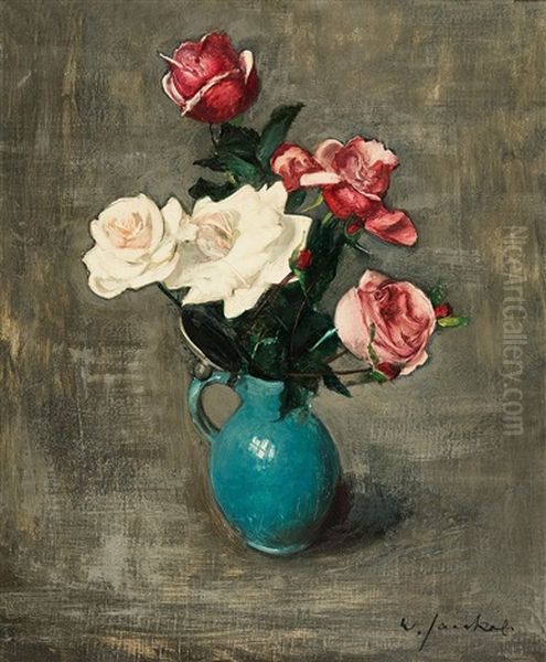 Rosen In Einem Krug Oil Painting by Willi Jaeckel