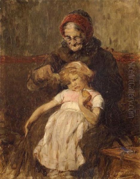 Combing Her Locks Oil Painting by Georgios Jakobides
