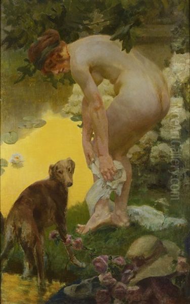 After Bath Oil Painting by Frantisek Jakub