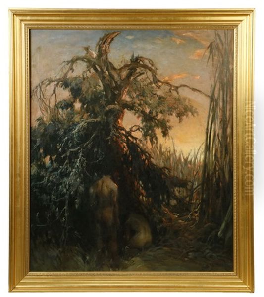 Primitive Man Oil Painting by Lajos (Louis) Jambor