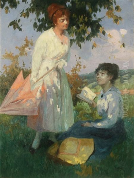 Delightful Day Oil Painting by Lajos (Louis) Jambor