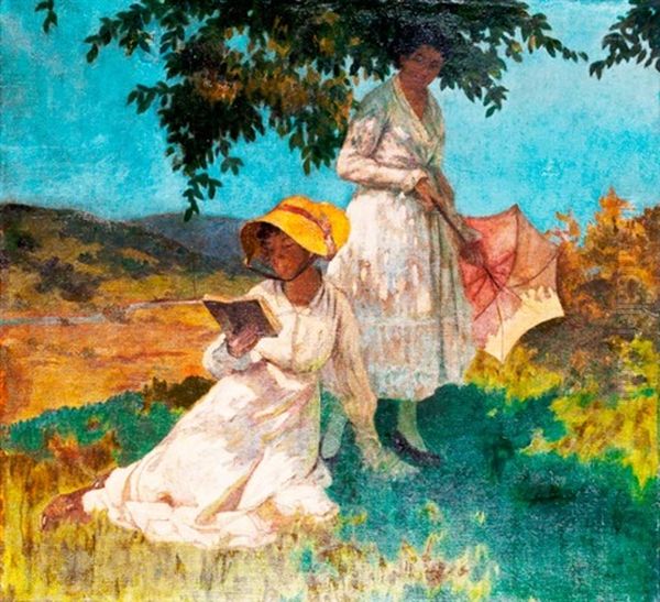 Szabadban Oil Painting by Lajos (Louis) Jambor