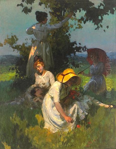 The Picnic Oil Painting by Lajos (Louis) Jambor