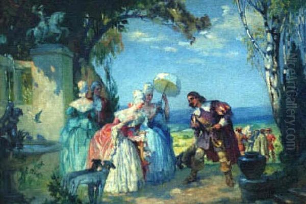 Royal Gathering Oil Painting by Lajos (Louis) Jambor