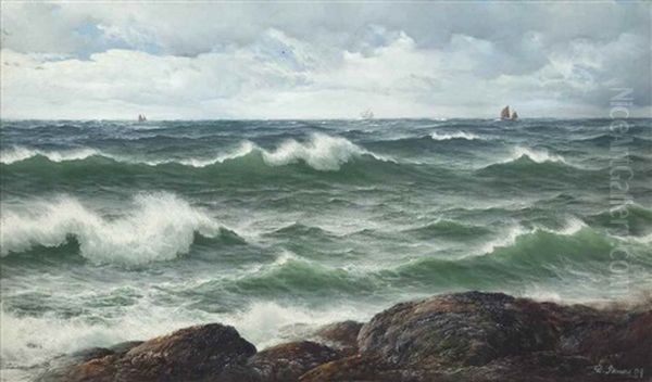A Breezy Day, Tide Coming In Oil Painting by David James