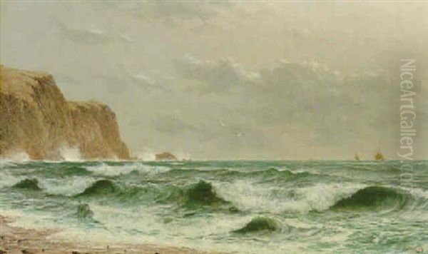 Coastal Scene With Storm Brewing Oil Painting by David James