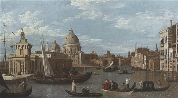 L'entree Du Grand Canal A Venise Avec A Gauche La Douane De Mer, Puis La Salute Oil Painting by William James