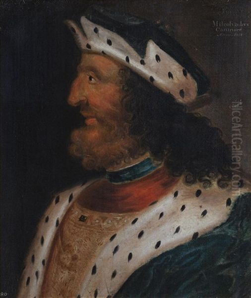 Head And Shoulder Portrait Of Malcolm Iii Of Scotland Oil Painting by George Jamesone