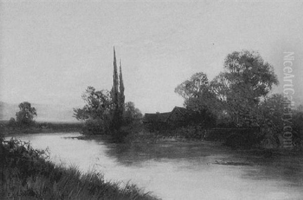 Untitled (river Landscape) Oil Painting by Frank E. Jamieson