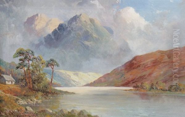 Mountain And Lake Scene Oil Painting by Frederick E. Jamieson