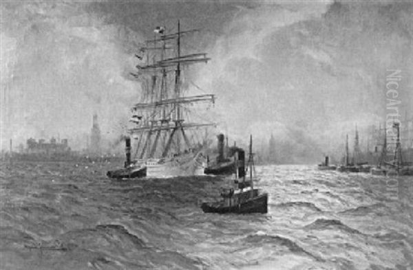 Hamburger Hafen Oil Painting by Alfred Jansen