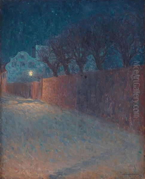 Manskensnatt, Street Scene From Bastugatan, Sodermalm, Stockholm Oil Painting by Eugene Fredrik Jansson
