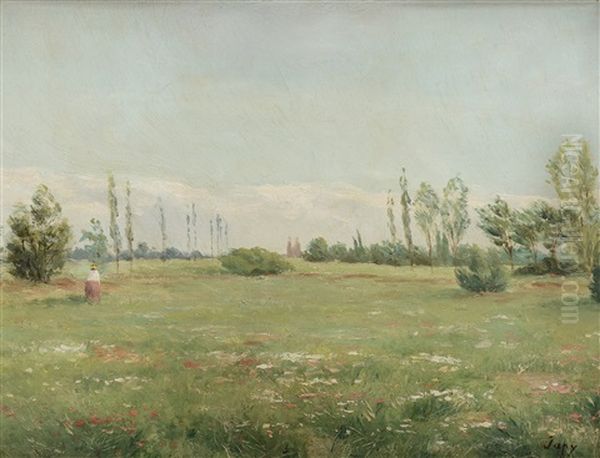 Paysage Anime Pres De Chartres Oil Painting by Louis-Aime Japy