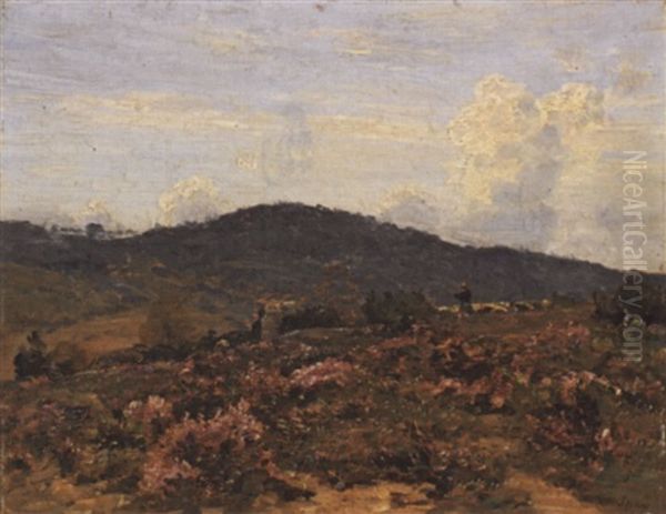 Heidelandschaft Mit Schafherde Oil Painting by Louis-Aime Japy