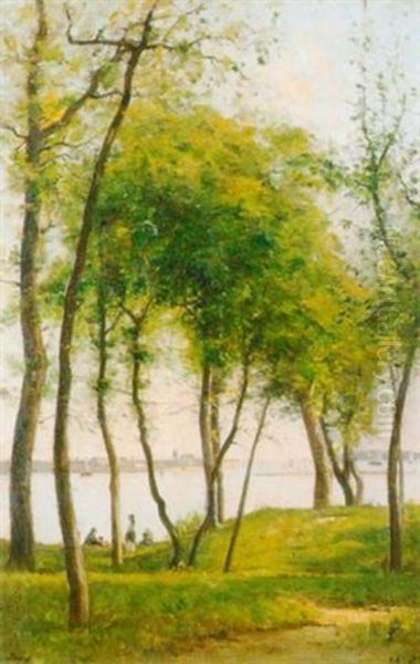 Sommerliche Seeuferpartie Oil Painting by Louis Aime Japy