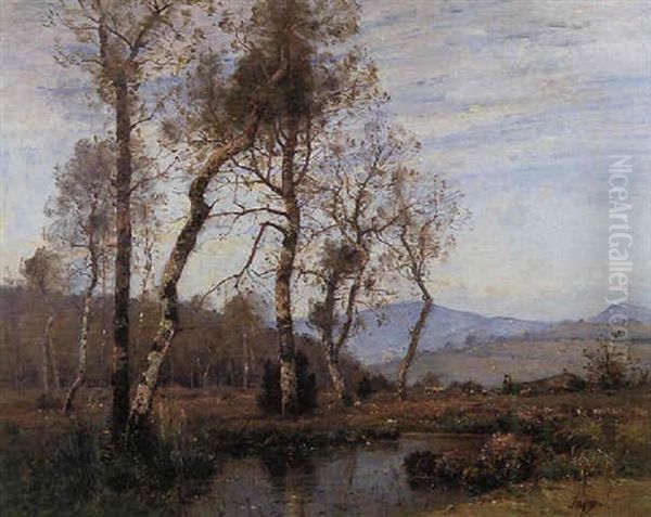 Steering The Flock Oil Painting by Louis Aime Japy