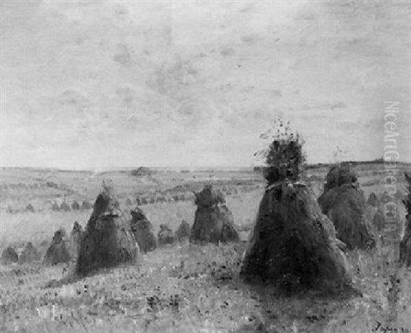 Korngarben Auf Dem Getreidefeld Oil Painting by Louis-Aime Japy