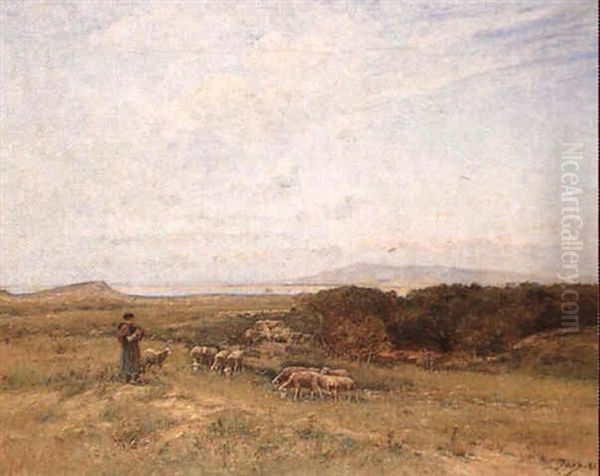 Berger Et Son Troupeau Oil Painting by Louis-Aime Japy
