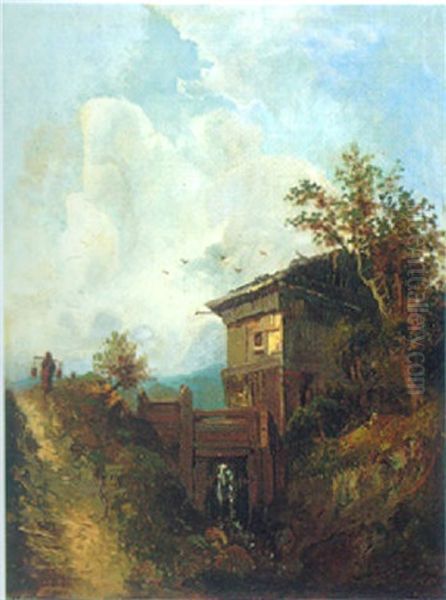 Landschaft Mit Muhle Und Figurlicher Staffage Oil Painting by Petr Jaros