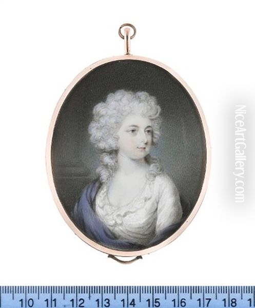 Maria, Duchess Of Gloucester, Wearing White Dress And Blue Mantle, Her Powdered Wig Worn A La Conseilleur Oil Painting by Philip Jean