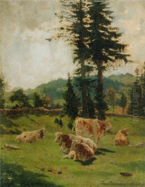 Mon Repos - A La Joux Perret Oil Painting by Edouard Jeanmaire