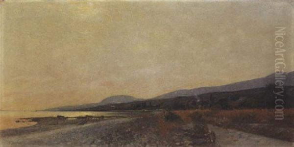 Sommerliche Seeuferpartie Im Abendrot Oil Painting by Gustave Jeanneret