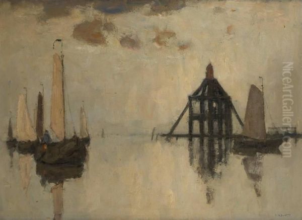 Barque De Peche Sous Voile Oil Painting by Richard Baseleer