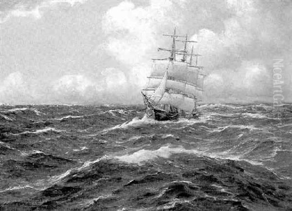 Viermastbark Auf Hoher See Oil Painting by Alfred Serenius Jensen
