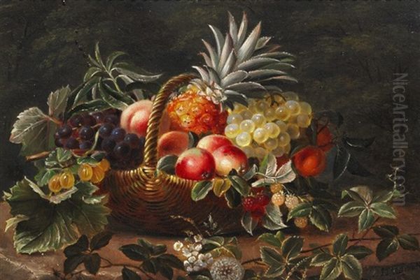 Still Life With Fruits In A Basket Oil Painting by Johan Laurentz Jensen