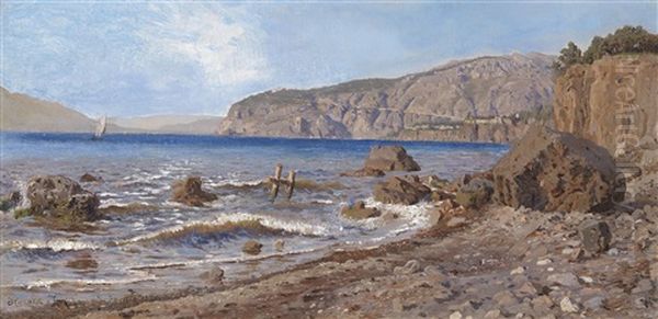 An Der Kuste Von Sorrent Oil Painting by Harald-Adof-Nikolaj Jerichau