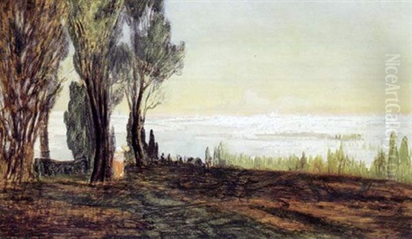 Udsigt Mod Istanbul Oil Painting by Harald-Adof-Nikolaj Jerichau