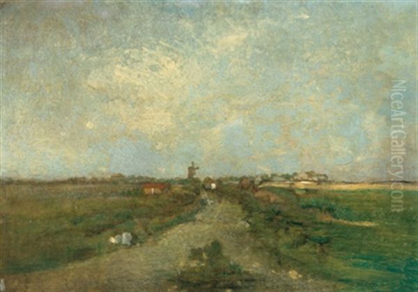 Hollandische Landschaft Oil Painting by Eugen Jettel
