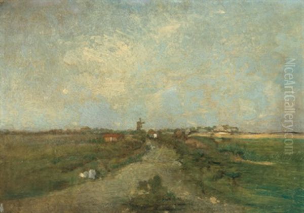 Hollandische Landschaft Oil Painting by Eugen Jettel