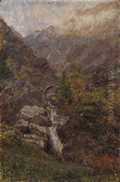 Paesaggio Bergamasco Oil Painting by Luigi Alessandro Basorini