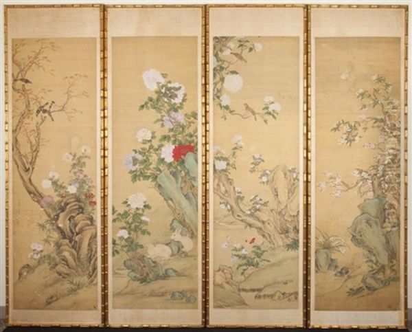Four Paintings, A Tribute To Jiang Tingxi Oil Painting by  Jiang Tingxi