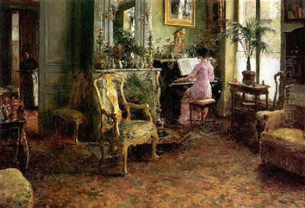 A Quiet Afternoon Oil Painting by Luis Jimenez Y Aranda