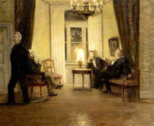 Mellem Kunstnere Oil Painting by Viggo Johansen