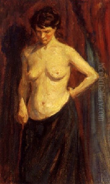 Let Paklaedt Kvinde Oil Painting by Viggo Johansen