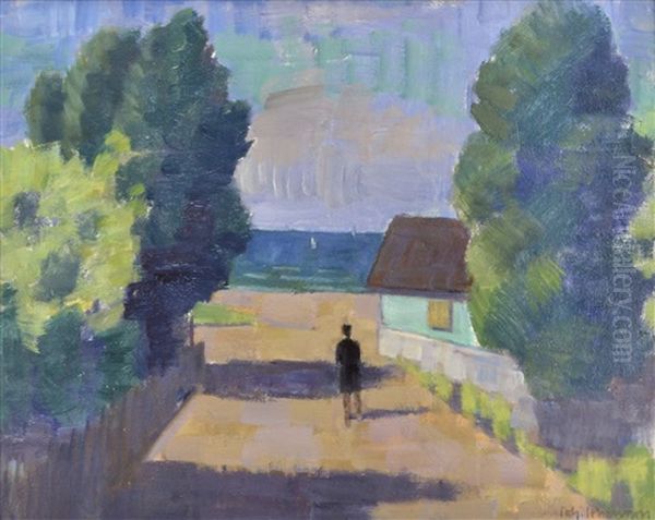 Limhamn. Gestalt Pa En Gata Oil Painting by Johan Albin Johansson