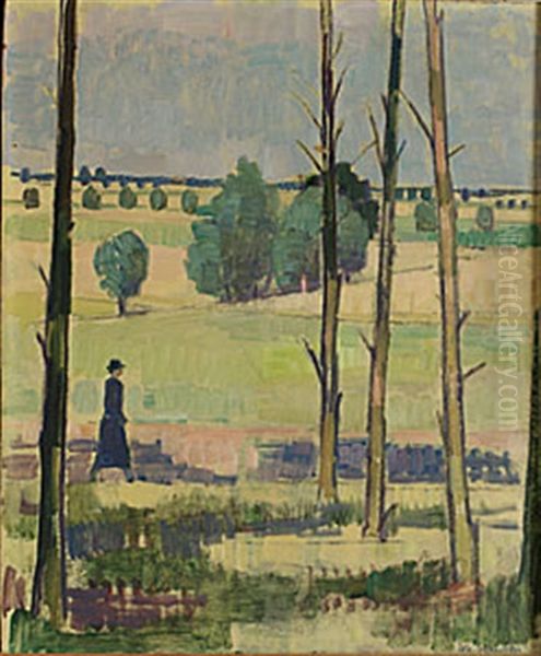 Kvinna I Alle Oil Painting by Johan Albin Johansson