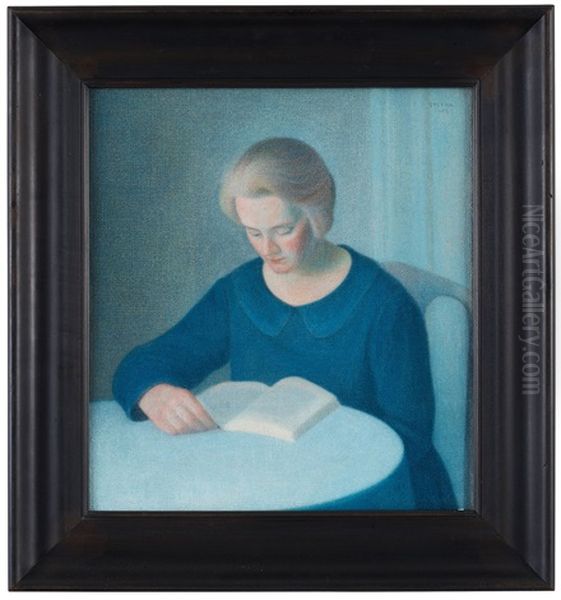 Lasande Flicka (girl Reading) Oil Painting by Stefan Johansson