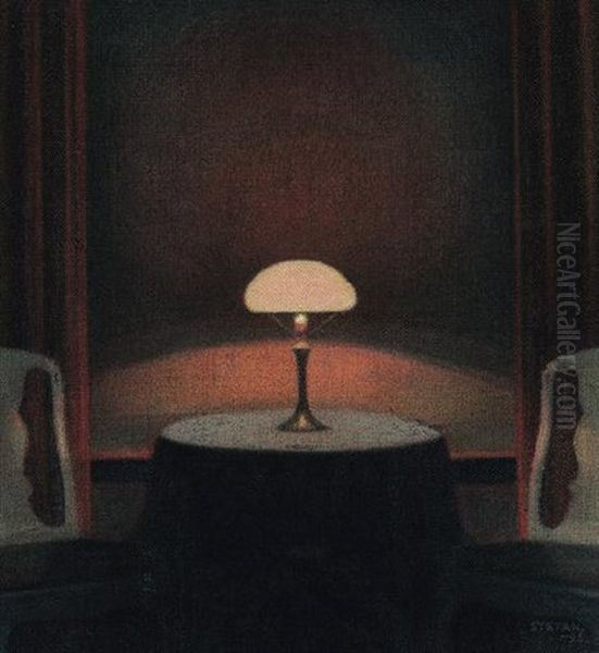 Aftonlampan Oil Painting by Stefan Johansson