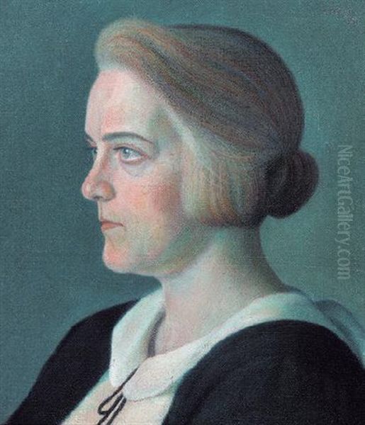 Portratt Av En Dam Oil Painting by Stefan Johansson