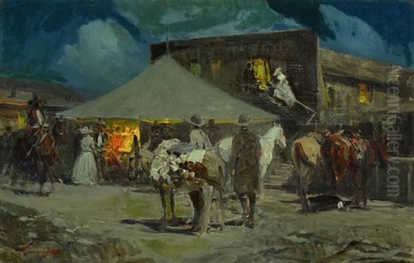 California's First Theatre Oil Painting by Frank Tenney Johnson